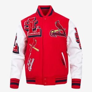 Red and White Cardinals Varsity Jacket